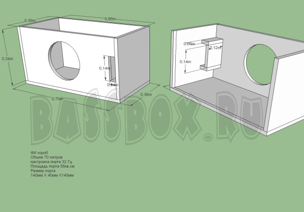 Чертеж ФИ короба на 70 литров для для URAL (Урал) AC-2540